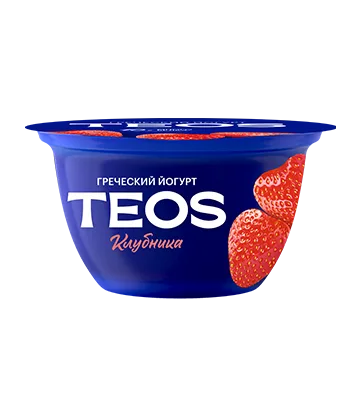 Йогурт "Греческий TEOS" 140гр Клубника 1/6
