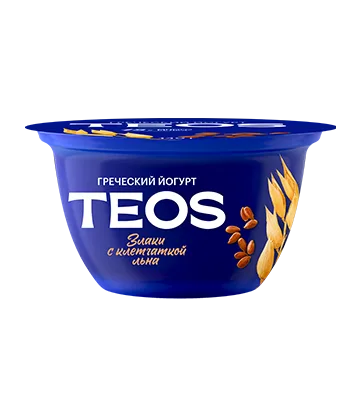 Йогурт "Греческий TEOS" 140гр Злаки+лен 1/6