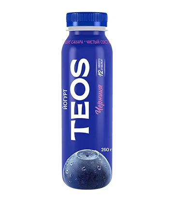 Йогурт "TEOS Актив" 260гр. Черника пэт 1/6